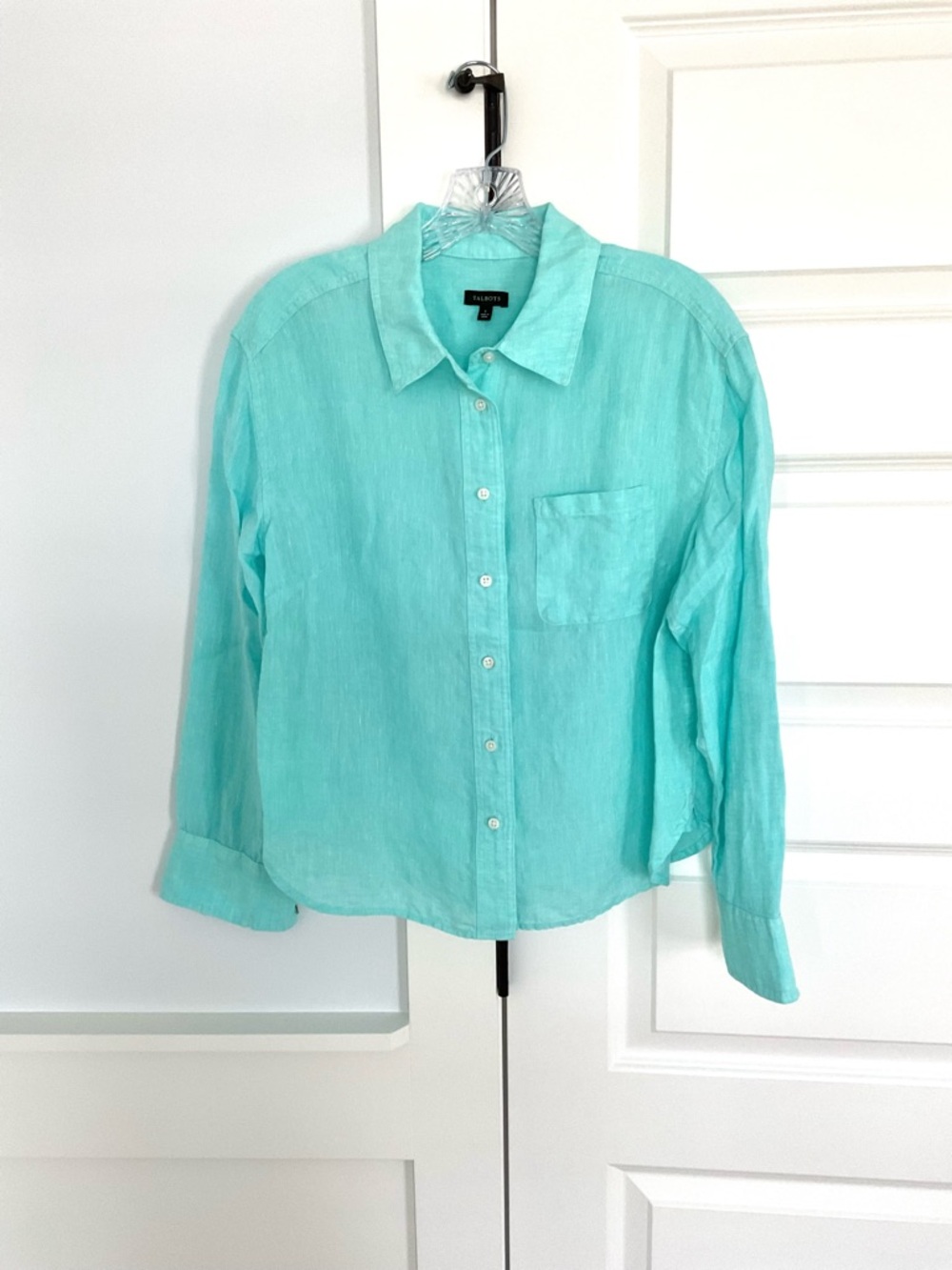 Talbots Aqua Women’s Linen Button-Up Shirt, Size Small